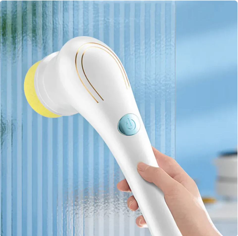 Electric Handheld Scrubber with 5 Brush Heads - 30W USB Rechargeable Cleaning Tool for Kitchen & Bathroom