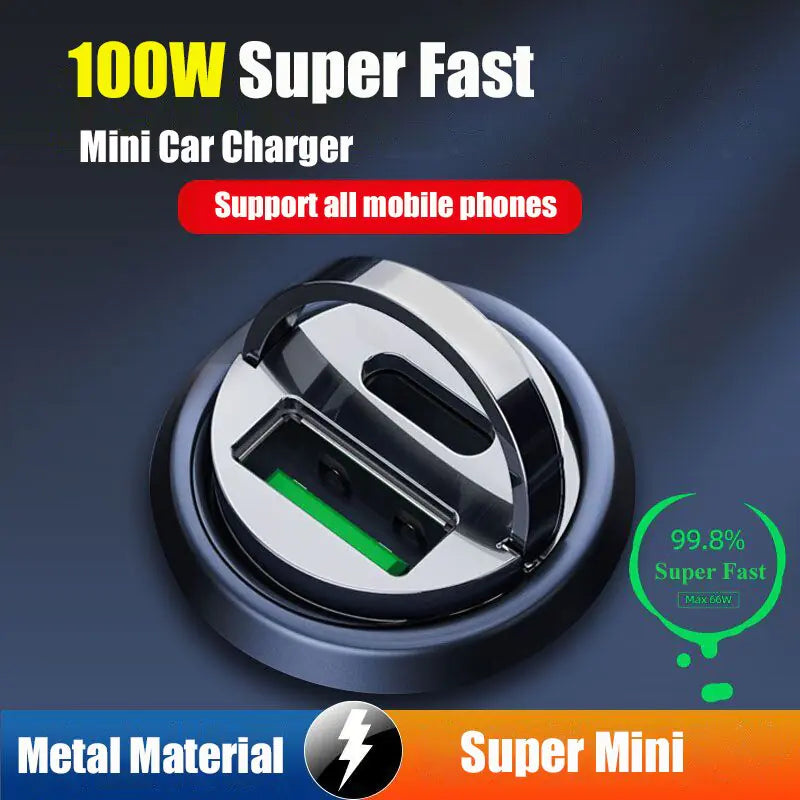 Car Charger Dual Ports Fast Charge Type C Adapter