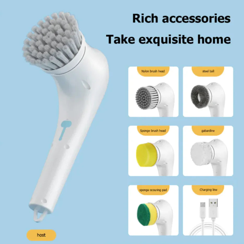 Electric Handheld Scrubber with 5 Brush Heads